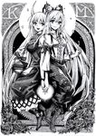  ex-keine fujiwara_no_mokou greyscale highres holding_hands kamishirasawa_keine monochrome multiple_girls nobita touhou 