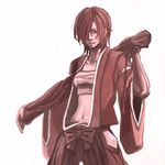  bones_ico japanese_clothes kimono md5_mismatch meiko red red_hair sarashi short_hair simple_background solo vocaloid weapon 