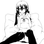  camisole greyscale hands_clasped monochrome nanakura_nanane original own_hands_together panties pantyshot pointy_ears solo thighhighs underwear 