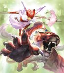 bad_id bad_pixiv_id highres jumping lord_of_vermilion riding tiger toron weapon 