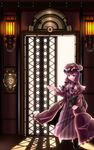  book elevator grimoire hat highres patchouli_knowledge purple_eyes purple_hair solo steampunk tama_(speedgrapher) touhou 