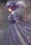  expressionless hat japanese_clothes kimono profile purple_eyes purple_hair saigyouji_yuyuko short_hair solo touhou vetina 