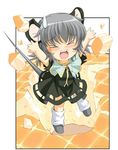  &gt;_&lt; \o/ animal_ears arms_up cheese closed_eyes food grey_hair jewelry mouse_ears mouse_tail nazrin outstretched_arms pendant seminoyu short_hair solo tail touhou 