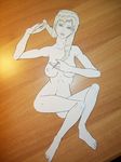  blonde_hair blue_eyes breasts doll figure nude paper paper_child papercraft photo shaved white_skin 