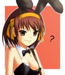  ? animal_ears breasts bunny_girl bunnysuit nipple nipples smile suzumiya_haruhi suzumiya_haruhi_no_yuuutsu 