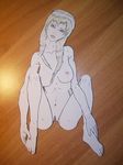  blonde_hair blue_eyes breasts doll figure nude paper paper_child papercraft photo shaved white_skin 