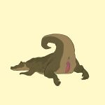 absurd_res anthro anus belly crocodile crocodilian genitals green_body hi_res ikaro lying male on_front paws penis raised_tail reptile scalie sharp_teeth short_arms smile solo tail teeth wallace yellow_sclera