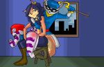 2011 anthro boots butt butt_slap canid canine caning captain_neyla carmelita_fox clothed clothing corporal_punishment felid female footwear fox group male mammal on_lap pantsless police police_captain procyonid punishment raccoon reddened_butt rotten-jelly-babie shoes slap sly_cooper sly_cooper_(series) sony_corporation sony_interactive_entertainment spank_marks spank_marks_on_ass spanked_butt spanking sucker_punch_productions trio
