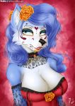  anthro big_breasts bodypaint breasts canid canine day_of_the_dead face_paint female hi_res krystal mammal nintendo skull_face_paint solo star_fox video_games viejillox 