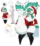2024 after_vore belly big_belly breasts christmas christmas_clothing christmas_headwear clothing death duo dwps fatal_vore female female_pred gardevoir generation_3_pokemon ghost green_hair hair hat headgear headwear hi_res holidays human male mammal nintendo overweight pokemon pokemon_(species) santa_hat skull_and_crossbones speech_bubble spirit vore white_body