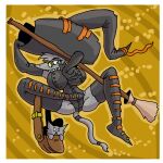 1:1 2025 accessory anthro arms_bent armwear bag bent_legs big_breasts big_hat boots border breasts broom camel_toe cleaning_tool clothing curvy_figure digital_drawing_(artwork) digital_media_(artwork) elbow_gloves eyelashes eyelashes_through_hair eyewear familiar female flying footwear front_view furgonomics glasses gloves green_eyes grey_clothing grey_gloves grey_hair grey_handwear grey_legwear grey_leotard grey_tail grey_thigh_highs hair handwear hat headgear headwear hi_res holding_bag holding_broom holding_cleaning_tool holding_object leather_bag legwear leotard looking_at_viewer multicolored_clothing shoes short_hair simple_background solo spread_legs spreading steamfalish_witch tail tail_accessory tailband thigh_boots thigh_highs toothy_grin translucent translucent_hair two_tone_clothing wearing_glasses white_border witch_hat yellow_background zhmernalt