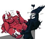 andromorph anonymous_artist balls banban_(garten_of_banban) bendy_and_the_dark_revival bendy_and_the_ink_machine bendy_the_dancing_demon bent_legs big_balls big_penis bite_mark black_cum blood blush blush_lines bodily_fluids claws clay_creature colored_blood colored_cum crossover cum cum_while_penetrated demon duo garten_of_banban genital_fluids genitals green_blood green_vulva growling heart_symbol hellish_banban_(garten_of_banban) hi_res humanoid ink_demon ink_monster intersex intersex/male legs_up male missing_eye moan multicolored_body muscular muscular_intersex on_platform penetration penis red_body scar scratch_mark simple_background skinny_male spread_legs spreading teeth tongue tongue_out unusual_blood unusual_bodily_fluids unusual_cum unusual_genital_fluids vaginal vaginal_penetration vulva white_background white_eyes