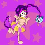 1:1 accessory animate_inanimate bottomless bottomless_female bottomless_humanoid braided_hair brown_nipples candycat_(poppy_playtime) caucasian clothed clothing clothing_lift doll domestic_cat duo eye_through_hair eyelashes felid feline felis female flashing flashing_chest flat_chested genitals grin hair hair_accessory hairband hi_res human humanoid lily_lovebraids looking_at_viewer mammal mob_entertainment multicolored_hair nipples on_one_leg one_calf_up pantsless pink_hair pool_float pool_toy poppy_playtime prehensile_hair purple_hair raised_arm raised_leg shirt shirt_lift simple_background slightlyarousedguy smile smiling_at_viewer solo standing star swimming_trunks swimwear topwear toy translucent translucent_hair vulva