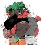 2022 5_fingers anthro clothed clothed_anthro clothed_male clothing duo fingers generation_7_pokemon generation_8_pokemon hug hugging_another hugging_from_behind humanoid_hands hyaku_(artist) incineroar male male/male nintendo pokemon pokemon_(species) rillaboom signature