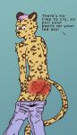 absurd_res anthro bodily_fluids bottomwear bottomwear_down butt butt_slap cheetah clothed clothing corporal_punishment felid feline female fur hi_res mammal markings mostly_nude no_bra nude pants pants_down partially_clothed pumpkin1999 punishment reddened_butt slap solo spank_marks spank_marks_on_ass spanked_butt spanking spots spotted_body spotted_fur tears