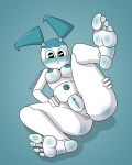  4_toes android anus blush breasts feet female hair hi_res humanoid jenny_wakeman machine mrchasecomix_(artist) my_life_as_a_teenage_robot nickelodeon nipples nude pussy robot robot_humanoid simple_background solo toes 