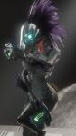  3_fingers 3d_(artwork) 9:16 alien anthro arm_feathers arm_over_breasts arm_tuft armor avian avian_caruncle blue_eyes breasts covering covering_breasts covering_crotch covering_self digital_media_(artwork) dual_wielding feather_hair feathered_crest feathers female fingers glowing glowing_eyes grey_body grey_scales gun halo_(series) head_crest headgear headgear_only helmet helmet_only hi_res holding_gun holding_object holding_ranged_weapon holding_weapon kig-yar microsoft mostly_nude mostly_nude_anthro mostly_nude_female non-mammal_breasts open_mouth penetration plasma_pistol pseudo_hair purple_body purple_feathers ranged_weapon scales scalie sharp_teeth sil_ver synca t'vaoan teeth tuft weapon xbox_game_studios 