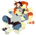 affectionate anthro athlete backwards_baseball_cap backwards_cap backwards_hat barazoku barefoot baseball_cap beard biceps big_muscles black_clothing black_shirt black_tank_top black_topwear blue_baseball_cap blue_body blue_clothing blue_fur blue_hat blue_headwear bottomwear brown_bottomwear brown_clothing brown_shorts bully bullying canid canine canis chokehold claws clock clothing duo ear_piercing eyewear facial_hair facial_piercing feet fur glasses grey_bottomwear grey_clothing grey_shorts grin grinning_at_another grinning_at_partner hair happy hat headgear headlock headwear hi_res lying lying_on_another lying_on_ground lying_on_partner macholobo male male/male mammal manhandling manly muscular muscular_anthro muscular_arms muscular_male muscular_thighs nerd nonbinary_(lore) noogie noogy nose_piercing nose_ring on_back on_ground one_eye_closed orange_body orange_fur pawpads piercing playful playful_expression playful_face red_beard red_body red_facial_hair red_fur red_hair red_sideburns ring_piercing roughhousing secretly_loves_it shirt shorts sideburns simple_background sitting sitting_on_ground smile smirk smirking_at_another smirking_at_partner tank_top teasing teasing_partner thick_arms thick_thighs tongue tongue_hanging_out tongue_out topwear watch wearing_glasses white_background white_clothing white_shirt white_topwear wolf wristwatch yellow_body yellow_fur