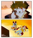 2026 alternate_species anthro black_nose blood bodily_fluids canid canine canis claws clothed clothing comic cowboy_bebop crying domestic_cat domestic_dog felid feline felis finger_claws finger_gun floppy_ears furrification gesture group hand_gesture jacket kemono looking_at_viewer male mammal paws playing_dead pointy_ears sd_planb siamese spike_spiegel spoiler tears tissue tissue_box topwear trio watching_television