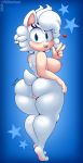  &lt;3 2019 5_fingers absurd_res anthro areola blue_eyes breasts butt digital_media_(artwork) eulipotyphlan fan_character female fingers gesture hair hedgehog hi_res looking_at_viewer looking_back mammal open_mouth open_smile pkfirefawx pussy smile solo sonic_(series) sophie_(argento) v_sign white_hair 