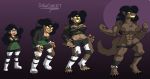  2019 anthro black_hair black_nose boots breast_expansion breasts camel_toe canid canine canis clothing female footwear growth hair hi_res human human_to_anthro legwear looking_at_viewer mammal muscle_growth muscular muscular_female nipples pattern_clothing pattern_legwear pussy scrapcorcist sequence simple_background smile snout solo species_transformation standing striped_clothing striped_legwear stripes torn_clothing transformation victor_and_valentino were werecanid werecanine werewolf white_boots wide_hips wolf xochi_jalape&ntilde;o 