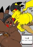 2025 4_fingers anal anthro anthro_on_anthro balls beanie beanie_only big_butt black_ear_tips black_hair brown_body brown_fur butt clothing dipstick_ears ear_markings fingers from_front_position fur furgonomic_beanie furgonomic_headwear furgonomics generation_1_pokemon generation_3_pokemon genitals grey_beanie grey_clothing grey_hat grey_headwear group hair hair_over_eyes hat hat_only headgear headgear_only headwear headwear_only hi_res huge_butt humanoid_genitalia humanoid_penis hyenakenisis male male/male mostly_nude multicolored_ears nintendo nipples nude_anthro nude_male open_mouth open_smile pecs penis pikachu pink_tongue playing pokemon pokemon_(species) poochyena smile tail text_box tongue trio ty_kenisis yellow_body yellow_fur