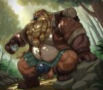 anthro backpack balls barazoku bear beard biceps big_muscles big_pecs blonde_beard blonde_facial_hair blonde_hair blonde_pubes blonde_sideburns blue_eyes boots bottomwear braided_beard brown_body brown_boots brown_clothing brown_footwear brown_fur brown_gloves brown_handwear brown_jacket brown_topwear claws clothing compass dwarf facial_hair fingerless_gloves footwear forest forest_background fur genitals gloves green_clothing green_kilt hair handwear hi_res hiker hiking jacket kilt leaf light light_beam magniursus male mammal manly mature_anthro mature_male muscular muscular_anthro muscular_arms muscular_male muscular_thighs nature nature_background outside overhead_lighting pattern_clothing pecs penis plaid plaid_clothing plaid_kilt plant pubes rock shadow shirt shoes shrub sideburns sitting sky solo sunbeam sunlight thick_arms thick_thighs toeless_boots toeless_footwear topwear tree ursine white_clothing white_shirt white_topwear