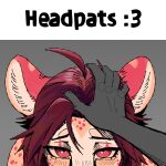 alex_(cherry_kotya) anthro blush blush_lines cheetah cherry_kotya digital_media_(artwork) english_text felid feline female first_person_view hair headpat hi_res looking_at_viewer mammal markings meme portrait simple_background solo spots spotted_body text