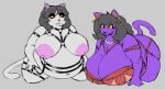 2023 all_fours anthro areola belly belly_overhang bent_over big_areola big_belly big_breasts black_hair black_lips bondage_gear bra breasts catti_cattenheimer catty_cattenheimer cleavage clothed clothing deltarune digital_drawing_(artwork) digital_media_(artwork) domestic_cat dorkass duo ear_piercing ear_ring ear_stud felid feline felis female fur gem grey_background hair hoop_ear_ring huge_areola huge_breasts inverted_nipples jewelry kneeling leather leather_strap lidded_eyes lips looking_at_another mammal markings medium_hair mole_(marking) mole_on_breast mole_on_face mole_under_mouth mostly_nude necklace nipples obese obese_anthro obese_female open_mouth open_smile overweight overweight_anthro overweight_female pearl_(gem) pearl_necklace piercing pink_areola purple_body purple_fur ring_piercing seiza sibling_(lore) simple_background sister_(lore) sisters_(lore) sitting smile straps tail undertale_(series) underwear white_body white_fur yellow_sclera