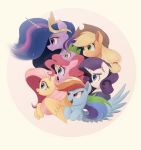  2019 applejack_(mlp) blonde_hair blue_eyes clothing cowboy_hat crown dragon earth_pony equid equine feathered_wings feathers fluttershy_(mlp) freckles friendship_is_magic hair hat headgear headwear hi_res horn horse mammal multicolored_hair my_little_pony ncmares open_mouth open_smile pink_hair pinkie_pie_(mlp) pony princess pterippus purple_eyes purple_hair rainbow_dash_(mlp) rainbow_hair rarity_(mlp) royalty smile spike_(mlp) stetson twilight_sparkle_(mlp) unicorn winged_unicorn wings 
