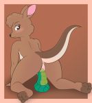  2019 3_toes anthro anus barefoot biped black_eyes black_nose blush bodily_fluids breasts brown_body brown_fur butt digital_media_(artwork) dildo dildo_sitting eyebrows female female_penetrated fingers fur genital_fluids hair hi_res infamousrel kangaroo macropod mammal marsupial masturbation matilda_(adventures_in_bushtown) nipples nude penetration pokeandpenetrate pussy sex_toy simple_background skippy:_adventures_in_bushtown smile soles solo toes toying_self vaginal vaginal_penetration 