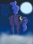 anthro anthrofied ass_up big_breasts big_butt biped blue_body blue_eyes blue_skin boman100 both_cutie_marks breasts butt butt_pose dialogue equid equine female female_anthro friendship_is_magic hair hands_on_knees hands_on_legs hasbro hi_res horn kneeling looking_at_viewer looking_back mammal mane mature_anthro mature_female multicolored_hair my_little_pony mythological_creature mythological_equine mythology nude nude_anthro nude_female open_mouth outdoor_nudity outside pegasus pose presenting presenting_hindquarters princess princess_celestia_(mlp) raised_tail rear_view royalty smile smiling_at_viewer solo standing standing_on_cloud sun tail talking_to_viewer text unicorn_horn winged_unicorn wings