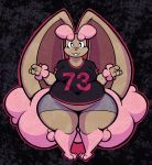  2019 3_toes 4_fingers aimbot-jones anthro arm_tuft belly big_belly big_ears biped black_eyes bottomwear breasts brown_body brown_fur buckteeth clothing deep_navel digital_media_(artwork) ear_tuft eyebrows eyelashes female fingers floppy_ears front_view fur hi_res lagomorph leg_tuft long_ears looking_at_viewer lopunny mammal navel nintendo no_irises overweight overweight_female pok&eacute;mon pok&eacute;mon_(species) shiny_pok&eacute;mon shirt shorts smile solo standing teeth thick_eyebrows thick_thighs tight_clothing toes topwear tuft video_games white_pupils wide_hips wrist_tuft 