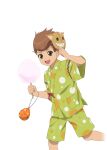  1boy arm_up artist_request brown_eyes brown_hair child cowboy_shot game_cg holding japanese_clothes jinbei_(clothes) karol_capel karol_capel_(summer_festival) looking_at_viewer male_focus mask mask_on_head official_alternate_costume official_art open_mouth short_hair simple_background smile solo standing tales_of_(series) tales_of_asteria tales_of_vesperia third-party_source toy transparent_background 