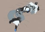  2019 4_toes 5_fingers african_wild_dog anthro areola blue_pawpads breasts canid canine digital_media_(artwork) enya_(littlemutt) eyes_closed female fingers foxboy83 hair mammal nipples nude pawpads sleeping solo toes white_hair 