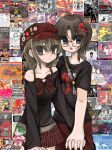  2000s_(style) 2girls absurdly_detailed_composition absurdres ahoge aisaka_taiga ayanami_rei bag bishoujo_senshi_sailor_moon black_shirt blue_eyes bow bowtie breasts brown_eyes brown_hair cameo cardcaptor_sakura character_doll character_request commentary copyright_request cosmo_(1icola) cycheouts doll faux_retro_artstyle game_boy game_boy_(original) glasses guilty_gear hair_ornament handheld_game_console hardcore_tano-c hat heart highres holding_hands j-core jitome kinomoto_sakura kuromi lum maltine_records mizuno_ami multi_(to_heart) multiple_girls murder_channel my_melody_(series) neon_genesis_evangelion nerdcore_techno off-shoulder_shirt off_shoulder original otakuspeedvibe plaid_clothes plaid_skirt poster_(object) print_shirt red_bow red_bowtie red_hat red_skirt sailor_mercury sanrio sharpnelsound shirt shoulder_bag skirt skull_hair_ornament small_breasts souryuu_asuka_langley to_heart to_heart_(series) toradora! untranslatable_commentary urusei_yatsura 