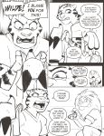  anthro black_and_white bodily_fluids canid canine comic disney felid female fox hi_res hospital_bracelet judy_hopps lagomorph leporid lion male mammal monochrome nick_wilde officer_delgato officer_fangmeyer pantherine proposal rabbit rockbottomfeeder scrubs speech_bubble sweat text tiger zootopia 