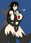  alternate_species between_breasts beverage big_breasts breasts chillguydraws crossgender female godzilla godzilla_(series) humanoid humanoidized kaiju kaiju_girls_(webcomic) nipple_outline thick_thighs toho wide_hips 