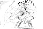  1girl absurdres afterimage aimpoleume animal_ear_headphones animal_ears bad_id bad_twitter_id blue_archive cat_ear_headphones cat_ears death_momoi_(meme) dual_wielding english_text fake_animal_ears full_body greyscale halo headphones highres holding holding_knife kitchen_knife knife legs_apart long_sleeves meme momoi_(blue_archive) monochrome motion_lines open_mouth shoes short_hair solo speed_lines standing thighhighs white_background 