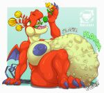 anthro areola belly big_areola big_belly bodily_fluids digestion digestion_noises dragon dry_bones female green_eyes group half-closed_eyes hi_res hooktail huge_belly hyper hyper_belly koopa koopa_troopa macro mario_bros multi_tail mythological_creature mythological_scalie mythology narrowed_eyes nintendo nude onomatopoeia open_mouth oral_vore paper_mario paper_mario:_the_thousand_year_door red_body red_scales rica431 saliva scales scalie sitting size_difference sound_effects swallowing tail text vore wings