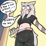 absurd_res ambiguous_gender animal_humanoid arm_tattoo bodily_fluids bottomwear canid canid_humanoid canine canine_humanoid clothing diaper diaper_peekage fluff_pampz fur genital_fluids grey_body grey_fur grey_hair hair hi_res humanoid king_gizzard_and_the_lizard_wizard leaking_diaper male mammal mammal_humanoid number_one_gizzhead pajama_pants pants plushie small_shirt solo speech_bubble tail tattoo tears unclean_diaper urine urine_on_pants urine_stain used_diaper using_diaper wet wet_bottomwear wet_clothing wet_diaper wet_pants wetting wetting_diaper wolf_humanoid