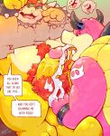  2019 absurd_res anthro balls blush boo_(mario) bowser english_text fingering fondling hi_res humanoid_penis koopa male male/male mammal mario_and_luigi_(series) mario_bros midbus nintendo one_eye_closed oral overweight overweight_male penis pubes scalie sex suid suina sus_(pig) text video_games wild_boar wink zestibone 