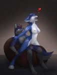  anthro askart black_nose blue_body blue_fur blue_hair blush bodily_fluids breasts canid canine canis eyes_closed female fox fur genital_fluids hair headdress hi_res krystal male mammal neo neophoenixknight nintendo orgasm penetration sex star_fox vaginal vaginal_penetration video_games wolf 