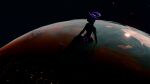  2026 3d_(artwork) anthro black_body black_fur blender_(artwork) blue_eyes blue_nose canid canine cosmic_background cosmic_hair digital_media_(artwork) earth ethereal_hair extreme_size_difference femboy fox full-length_portrait fur fur_markings glowing glowing_mouth glowing_nose grin halo happy hi_res kitsunaki kitsunaki_(artist) macro male mammal markings mega_macro multicolored_body night planet portrait purple_body purple_fur purple_mouth reflection rexouium shaded simple_background sitting sitting_on_ground size_difference smile solo space space_background sunset two_tone_body wristband 