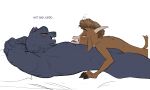 2026 abs after_sex amugea anthro anthro_on_anthro biceps black_eyebrows black_hooves black_text blush blush_lines bodily_fluids bovid breasts brown_body brown_ears brown_eyes brown_fur brown_hair brown_tail caprine claws dialogue duo english_text eye_roll eyebrows felid female female_anthro finger_claws fingers floppy_ears fur goat goat_(movie) green_eyes grey_body grey_ears grey_fur grey_nipples grey_spots hair half-closed_eyes hands_behind_head hi_res hoof_hands hooves horn interspecies jett_fillmore leopard looking_at_another looking_at_partner lying lying_on_partner male male/female male_anthro mammal markings medium_breasts melanistic multicolored_body multicolored_fur muscular muscular_anthro muscular_female narrowed_eyes nipples nude nude_anthro nude_female on_back on_front open_mouth pantherine pillow pink_nose pink_tongue purple_inner_ear sharp_teeth short_hair side_view snout spots spotted_body spotted_fur sweat sweaty_face tail talking_to_another talking_to_partner tan_body tan_fur tan_horn teeth text tongue tongue_out two_tone_body two_tone_fur whiskers white_whiskers will_harris yellow_sclera