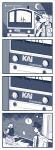 2025 absurd_res accessory anthro blue_and_white canid clothed clothed_anthro clothed_human clothed_male clothing comic crescent_moon digital_drawing_(artwork) digital_media_(artwork) eyewear front_view fully_clothed fully_clothed_anthro fully_clothed_human fully_clothed_male fur gingatetsudou21 glasses group hair hat head_turned headgear headwear heart_symbol hi_res human looking_at_another male mammal monochrome moon necktie night one_page_comic outside paper pattern_clothing pattern_shirt pattern_topwear plaid plaid_clothing plaid_shirt plaid_topwear pockets question_mark railway_track rear_view rectangular_glasses running shirt silhouette sky soendapuss speech_bubble star starry_sky sweatdrop_(iconography) tail topwear train trio uniform vehicle wearing_glasses