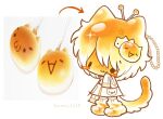  1other 2channel :3 androgynous animal_ears antennae ball_chain blush_stickers bomal1215 brown_hair cameo cat_ears cat_hair_ornament cat_tail character_hair_ornament charm_(object) chibi chibi_only dress emoticon full_body furry hair_ornament kaomoji long_sleeves mona_(2ch) object_and_personification original other_focus personification photo_inset reference_inset short_hair simple_background socks solid_oval_eyes tail white_background white_dress 