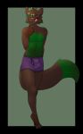  anthro ash_carso big_tail bulge canid canine canis chioro clothed clothing fingers hair hi_res looking_at_viewer male mammal nipples one_eye_closed pinup pose simple_background smile solo tongue tongue_out underwear wolf 