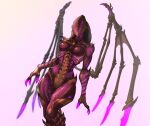 alien bioware blizzard_entertainment bone_wings breasts brown_body electronic_arts featureless_breasts featureless_crotch female glowing glowing_markings hi_res humanoid hybrid infested_kerrigan markings mass_effect pink_background purple_body purple_markings quarian sarah_kerrigan simple_background solo spacemaxmarine starcraft tali'zorah thick_thighs unusual_anatomy unusual_wings wide_hips winged_humanoid wings zerg