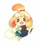  2018 accessory animal_crossing anthro canid canine canis clothing domestic_dog female floppy_ears hair_accessory hitofutarai isabelle_(animal_crossing) mammal nintendo open_mouth open_smile smile solo video_games 